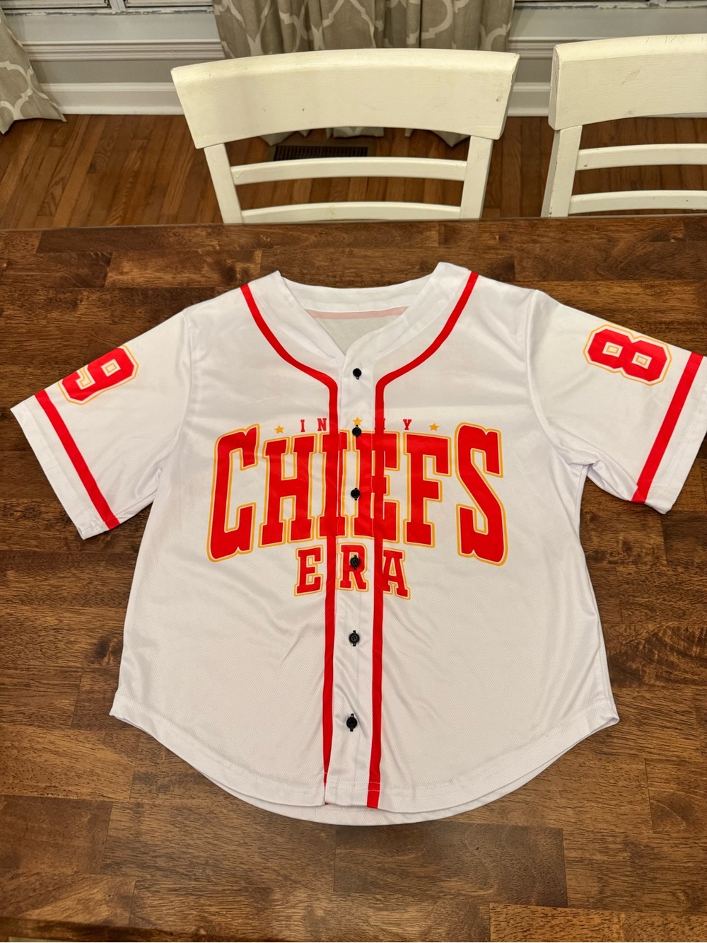 White & Red 'CHIEFS ERA' Baseball-Style Jersey